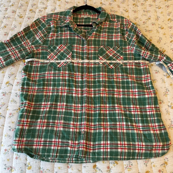 Croft & Barrow Women's XL Plaid Flannel Button-Up Shirt 100% Cotton Green Red - Picture 5 of 6
